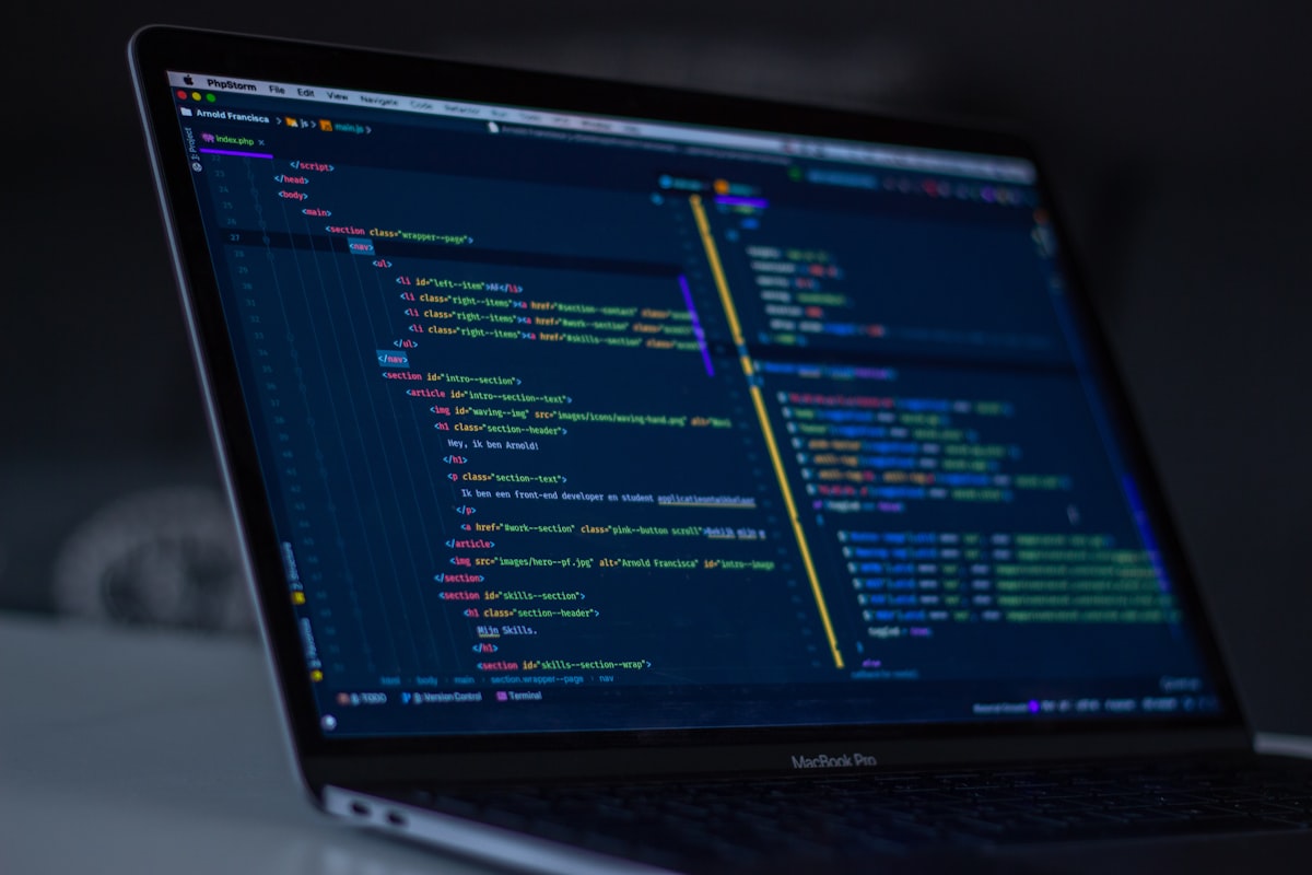 Developer workspace rendered as 1-bit bitmap art